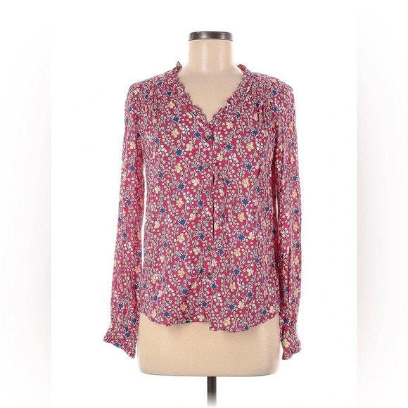 MAEVE by ANTHROPOLOGIE Marisol Ruffled Blouse in Red‎ Rouge Motif - Picture 4 of 8